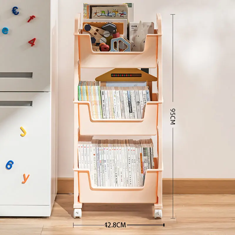 Wide Storage Cart Mobile Shelving Unit Organizer Tower Rack for Kitchen Bathroom Laundry, Plastic & Stainless Steel