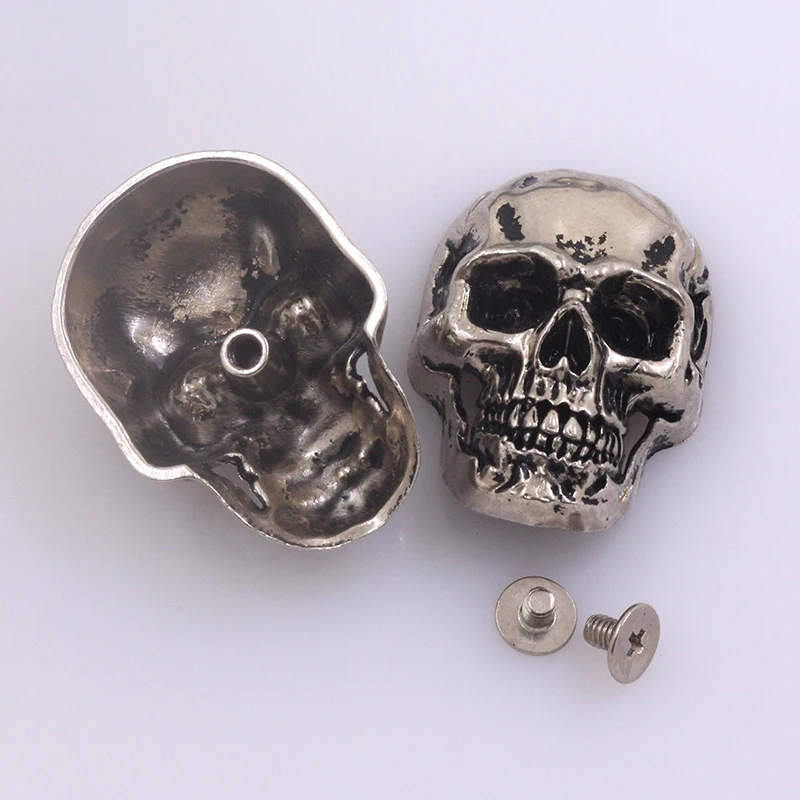 wholesale high quality fashion alloy metal screw back skull pattern leather conchos for belt