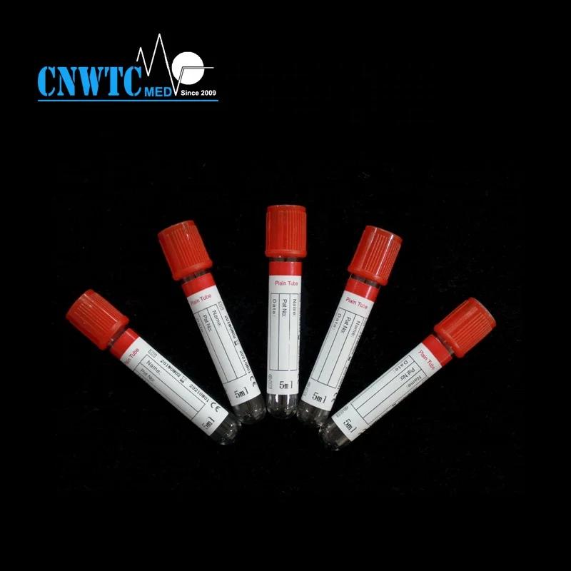 Медицинские расходные материалы стекло/ПЭТ красная крышка образец вакуумный сбор крови простая трубка
