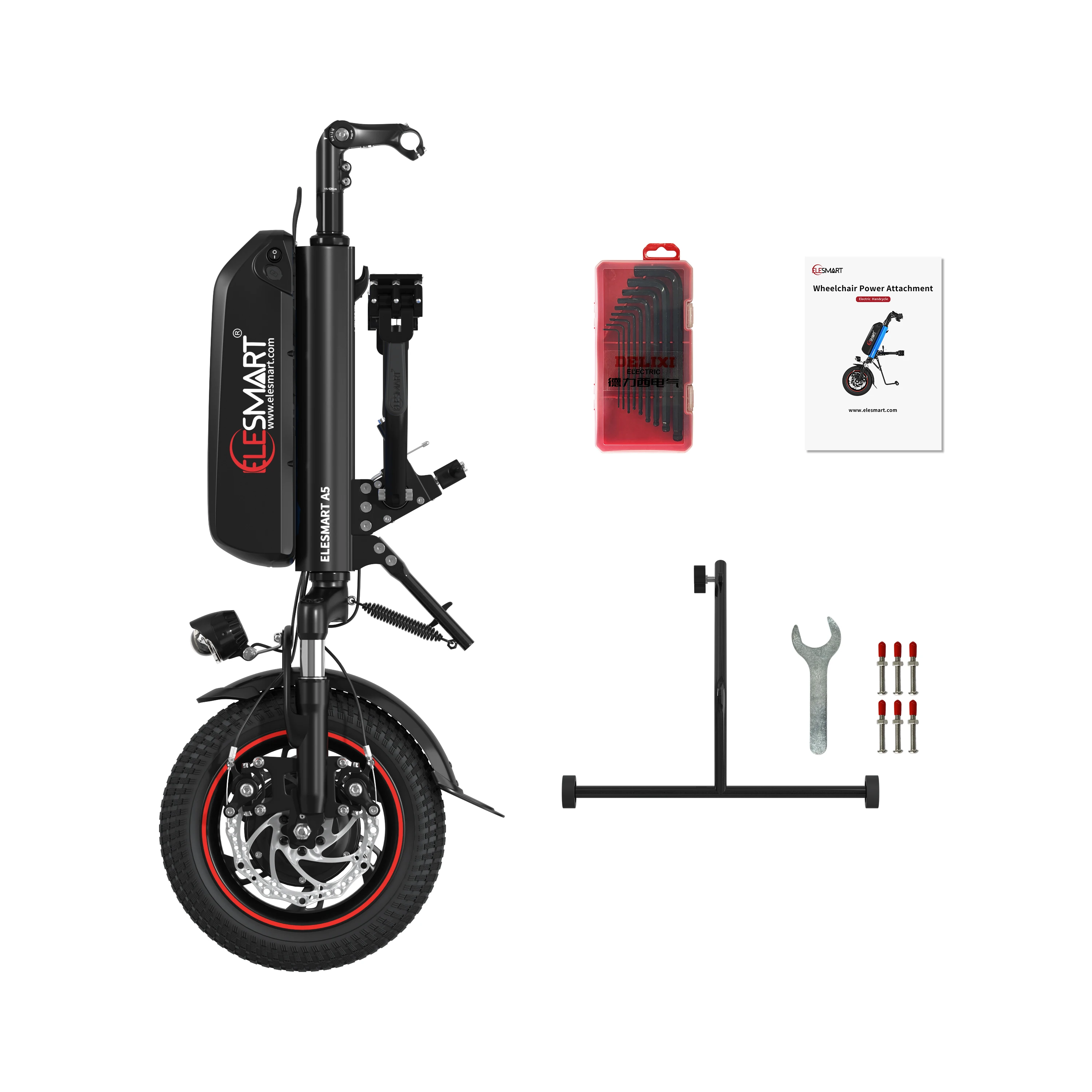 Best selling 12 inch attachment electric wheelchair handcycle 36V 500W wheelchair electric attachment for the elderly