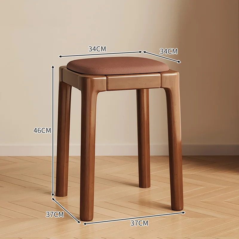 Sale Luxury Contemporary Oak Wood Footrest Stool High Density Foam Comfort Dressing Room Stool for Bedroom & Living Room