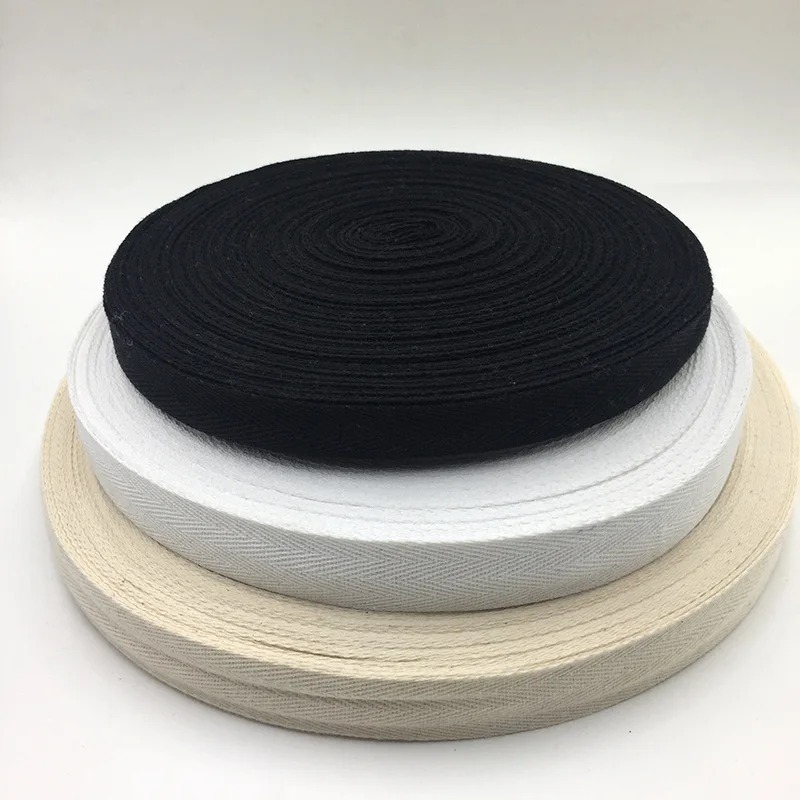 Hot Sale Organic Cotton Tape Webbing Twill Natural/Black/White Color,Size 6-60mm