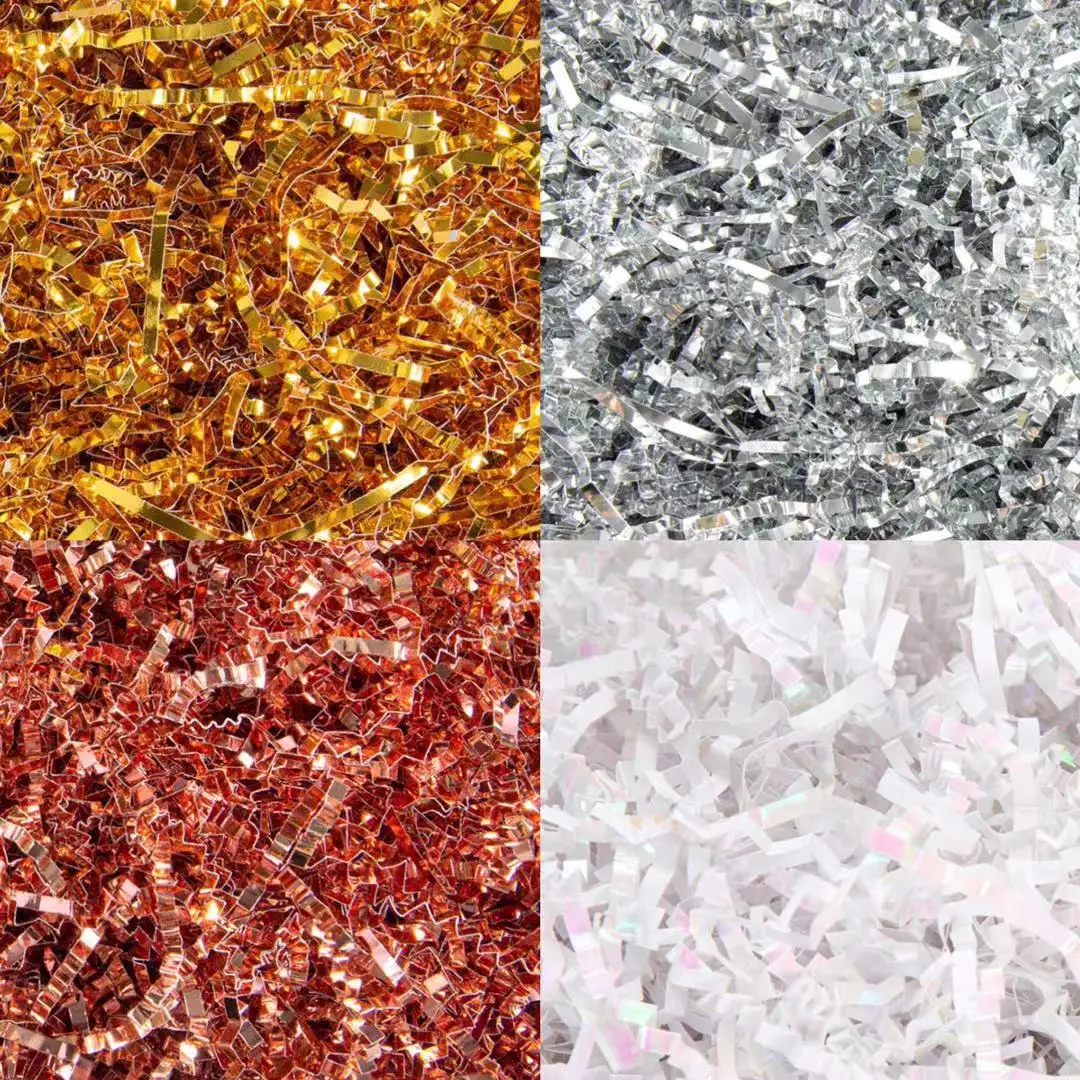 Gold and silver raffia fold paper silk 100g in a bag gift box decoration filling curved wave paper shredded paper fillers
