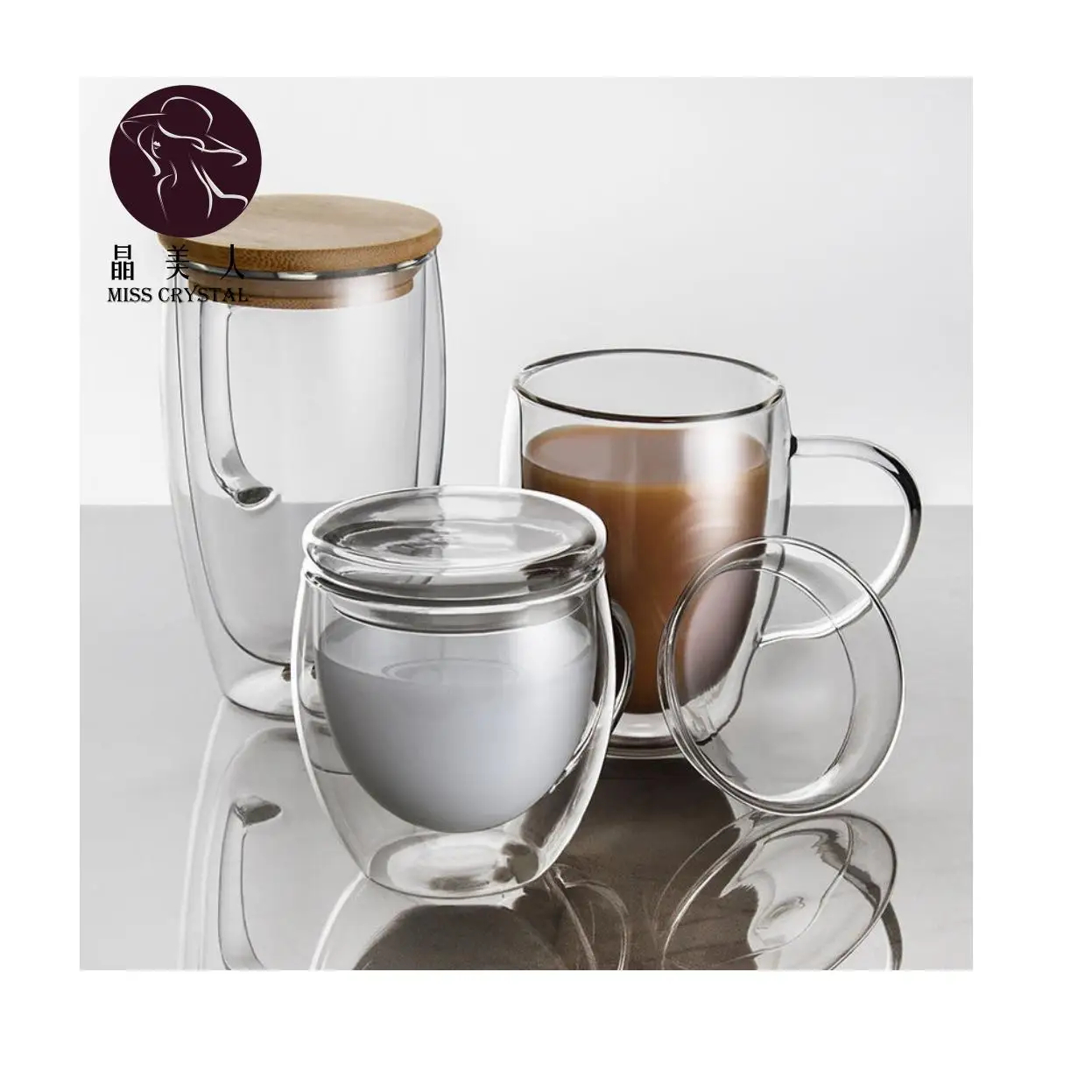 250-450ml Beer Whiskey Wine Glasses Drinking Glass Tumbler Holder Cup Coffee Cups Tea Mug with Lid Double Wall Mugs