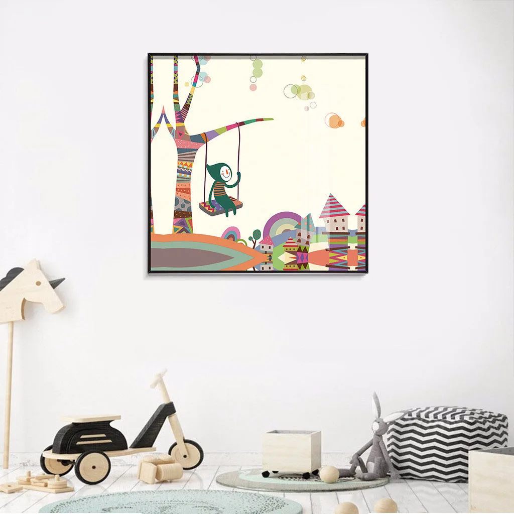 The latest minimalism cute cartoon characters and happy animals wall paintings for child room