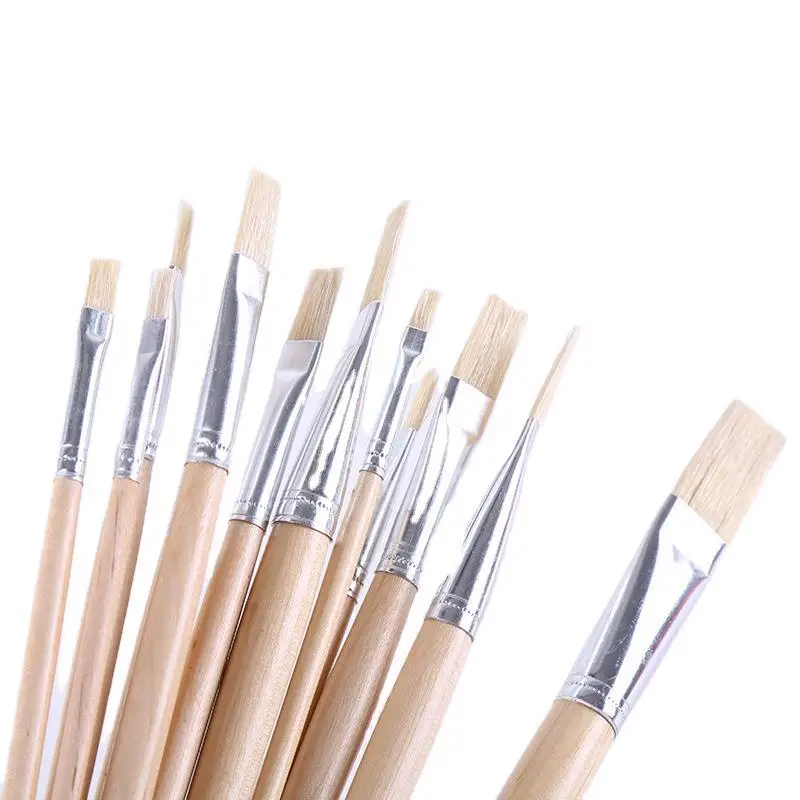 Artist 12PCS Paint Brush Set Professional Art Supplies Birch Bristles Hair Paint brushes for Acrylic Watercolor Oil Gouache Pain