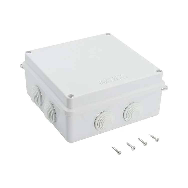 Plastic Junction Box Saikiot ABS Plastic Waterproof Knockout Switch Junction Cable Gland Box Enclosure Housing 150X150X70mm