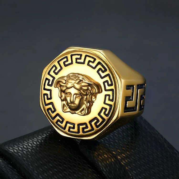 
Hip Hop Stainless Steel 18k Gold Plated Ring Jewelry Designs for Men 