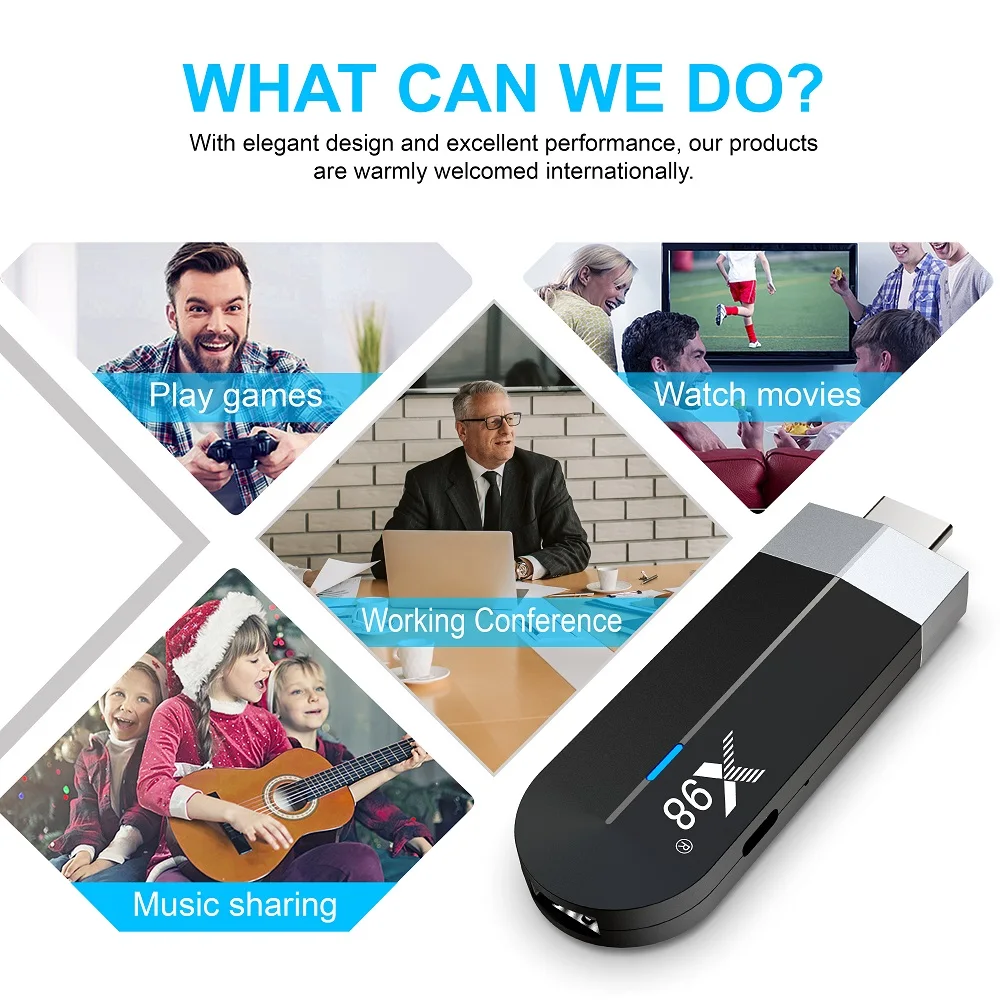 4K mini TV Stick X98 S500 Android 11.0 Smart USB Dongle TV Box Amlogic S905Y4 Chip