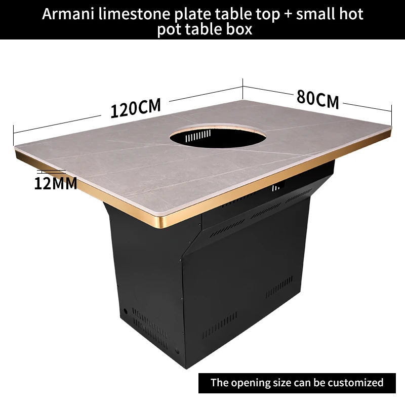 Square Hot Pot Dining Table Restaurant BBQ Table  artificial marble top slate commercial korean bbq grill table