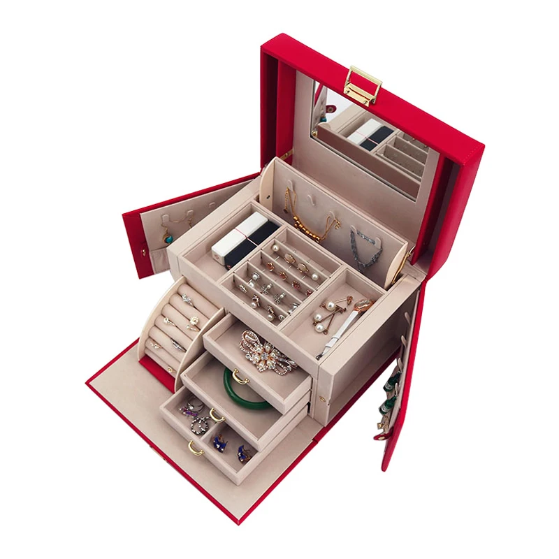 
Multifunctional Pink Makeup box Jewellery Organizer box Travel Jstorage case for ring earring necklace gift packaging Boxes 