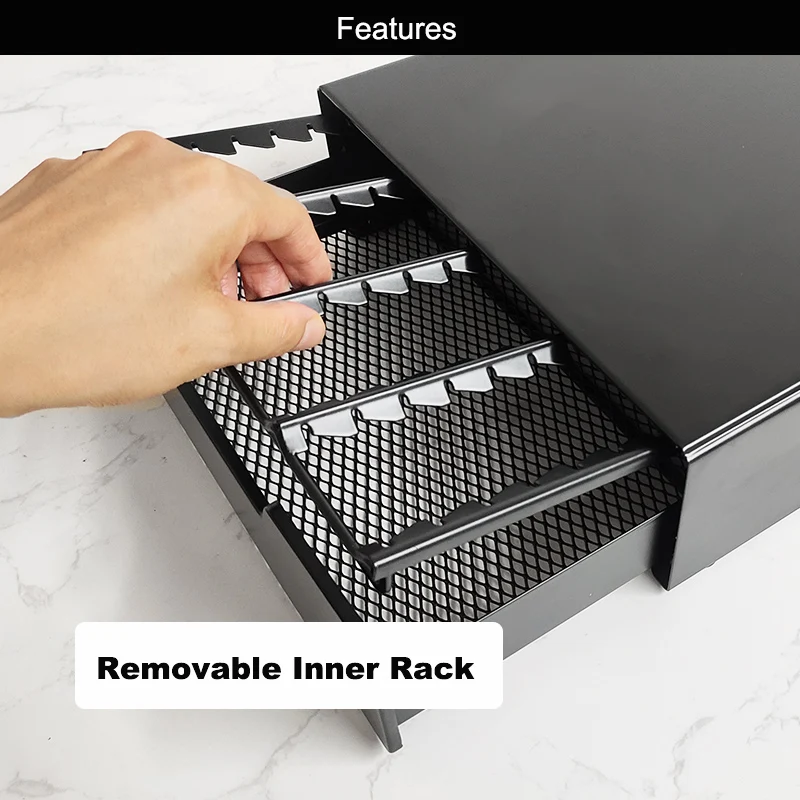 New Design Metal Nespresso Coffee Pod Holder 40PCS Drawer Storage Rack Countertop Organizer