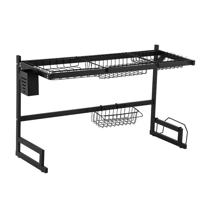 2023 Hot Selling Kitchen Cabinet Plate Holder Shelf Bowls Racks Carbon Steel Sink Dish  Storage Rack
