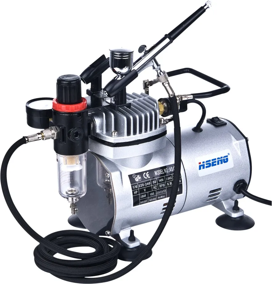 AS18K-2 Fine Detail 0.3 Dual-Action Gravity AIRBRUSH KIT Tank Air Compressor Auto Paint