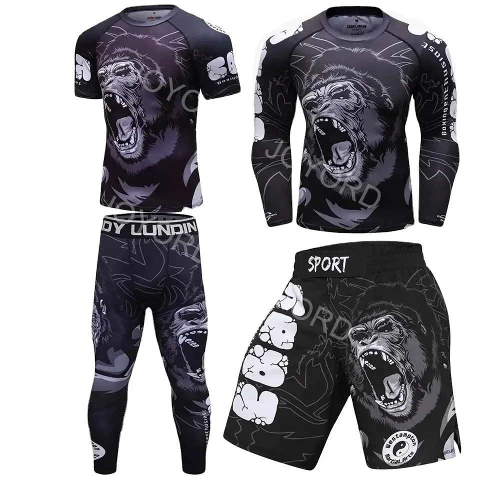 Joyord Sublimation Printed Rashguard Set Quick Dry Plus Size Gym Rash Guard Suit T Shirt Rashguard Suits For Men