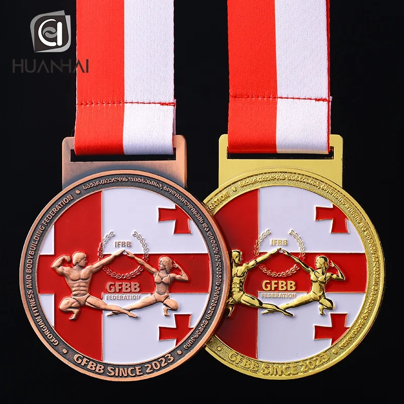 custom antique gold metal 3D enamel logo USA world taekwondo federation medals