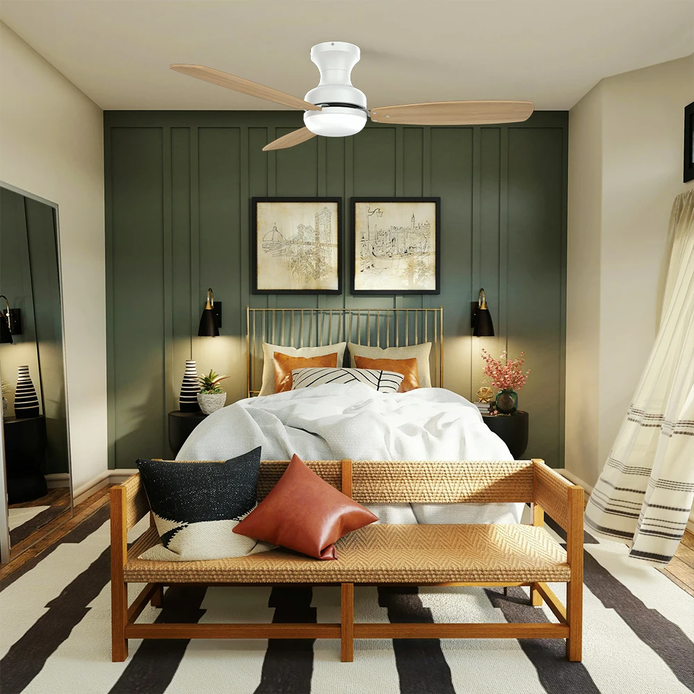 Hotel Luxury Ceiling Fan Lamp 44 Inch 3 Blade Smart Ceiling Fan Control And Light Dimmer Switch