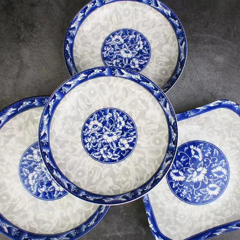 Savall HoReCa blue white ceramic round plate ODM  tableware porcelain dinner dish dinner set for hotel restaurant