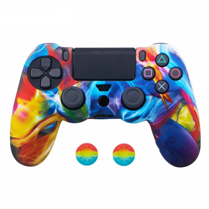 
Silicone Cover Skin Case for Sony Play Station Dualshock 4 PS4 Pro Slim Controller+ 2 Thumb Stick Grips 