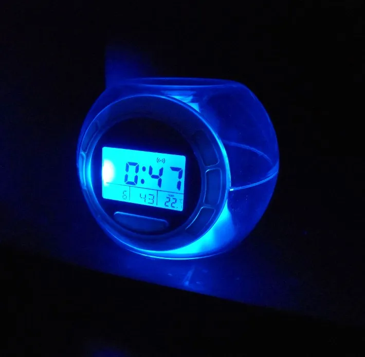 7 color Changing light Nature Sound Alarm Clock table desk  kids digital alarm clock