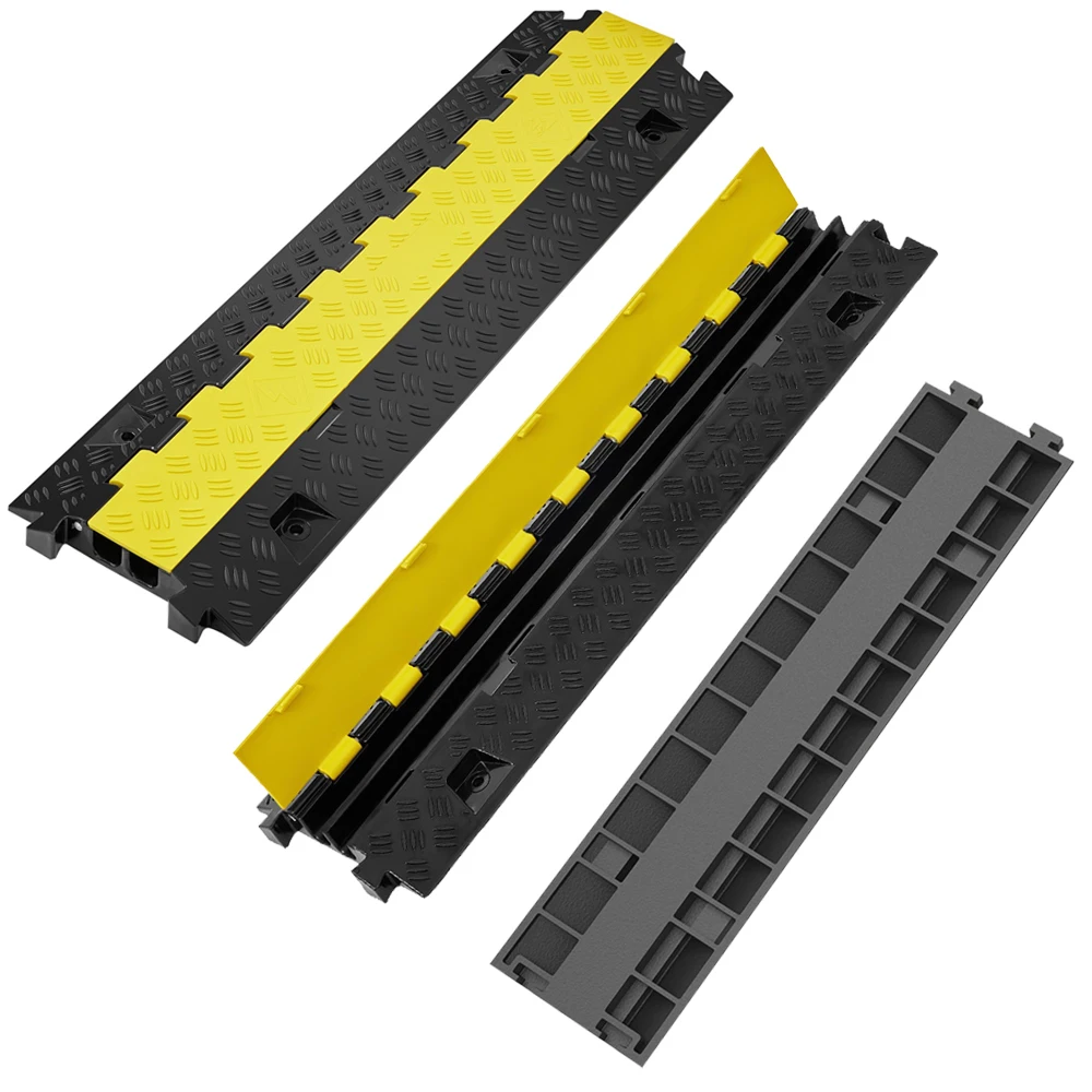Heavy Duty Yellow&Black speed Humps 2 Channels Car Ramps Plastic Rubber Cable Protector Speed Bump for Road
