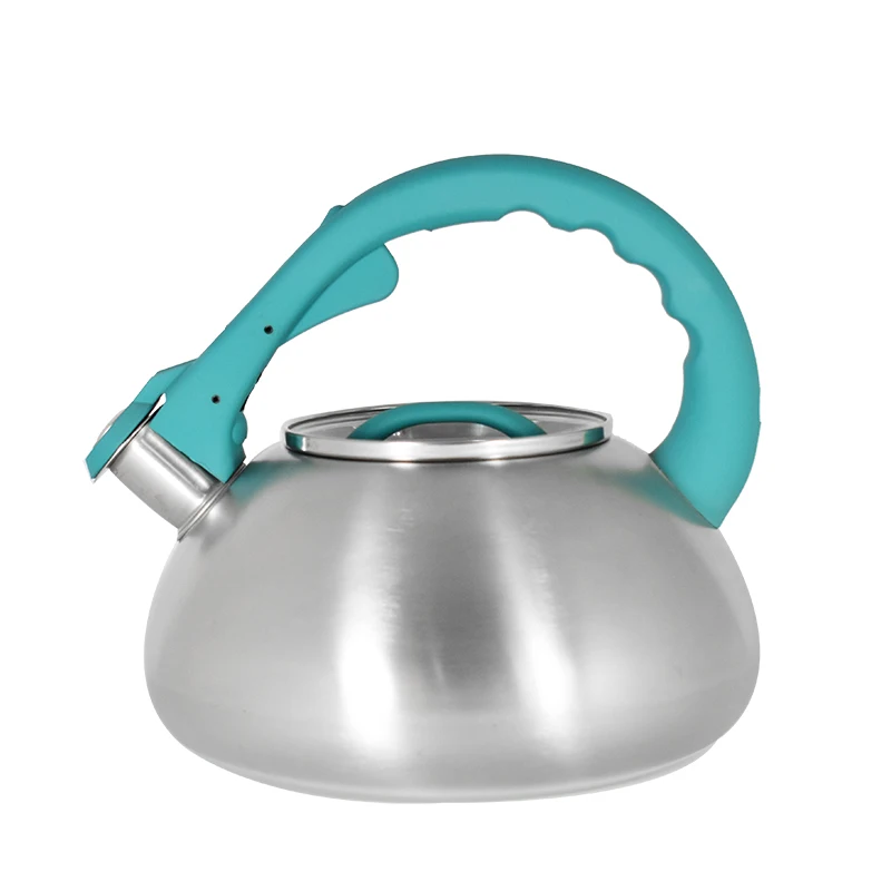 Factory Price Silicon Heat Resistant Handle Polished Tea Pot Stainless Steel Whistling Kettle