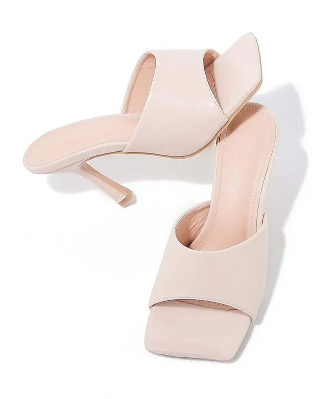 2024 Wholesale new women stiletto shoes  open toe square toe high heels straps customized sandals