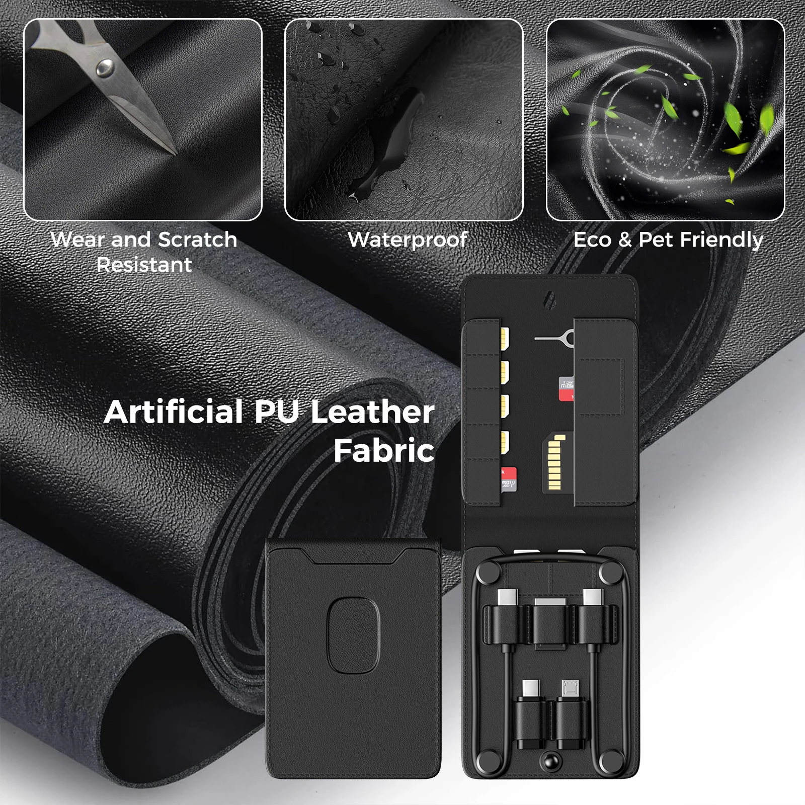 Custom Multi-Function 6 In 1 USB Cable Adapter Kit SIM TF Credit Card Type-C Cable Eject Pin Storage Bag Business Corporate Gift