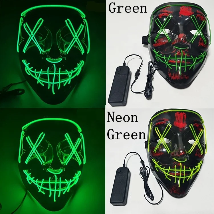 Ourwarm Printed Scary Ghost Light Costume Party Mask Prop Face Neon Plastic Purge Halloween Mask