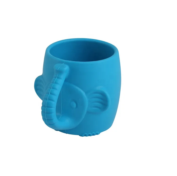 TT018 BPA Free Unbreakable Toddler Open Learning Cups Infants Tiny Independent Drinking Silicone Baby Training Cup Elephant