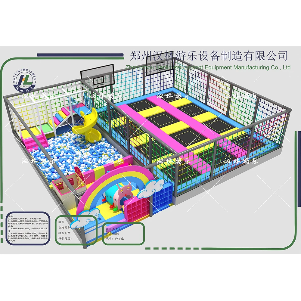 Foam Blocks Trampoline Soft Play Trampolines With Slide Ball Pit And Trampoline