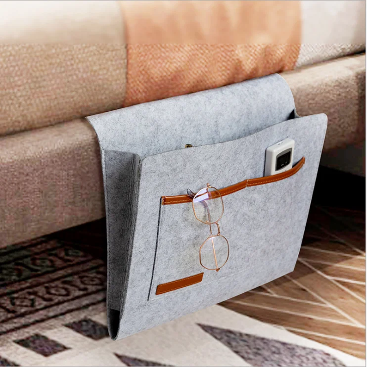 Home rack hanging bag sofa bedside storage bag headphones ipad felt storage bag