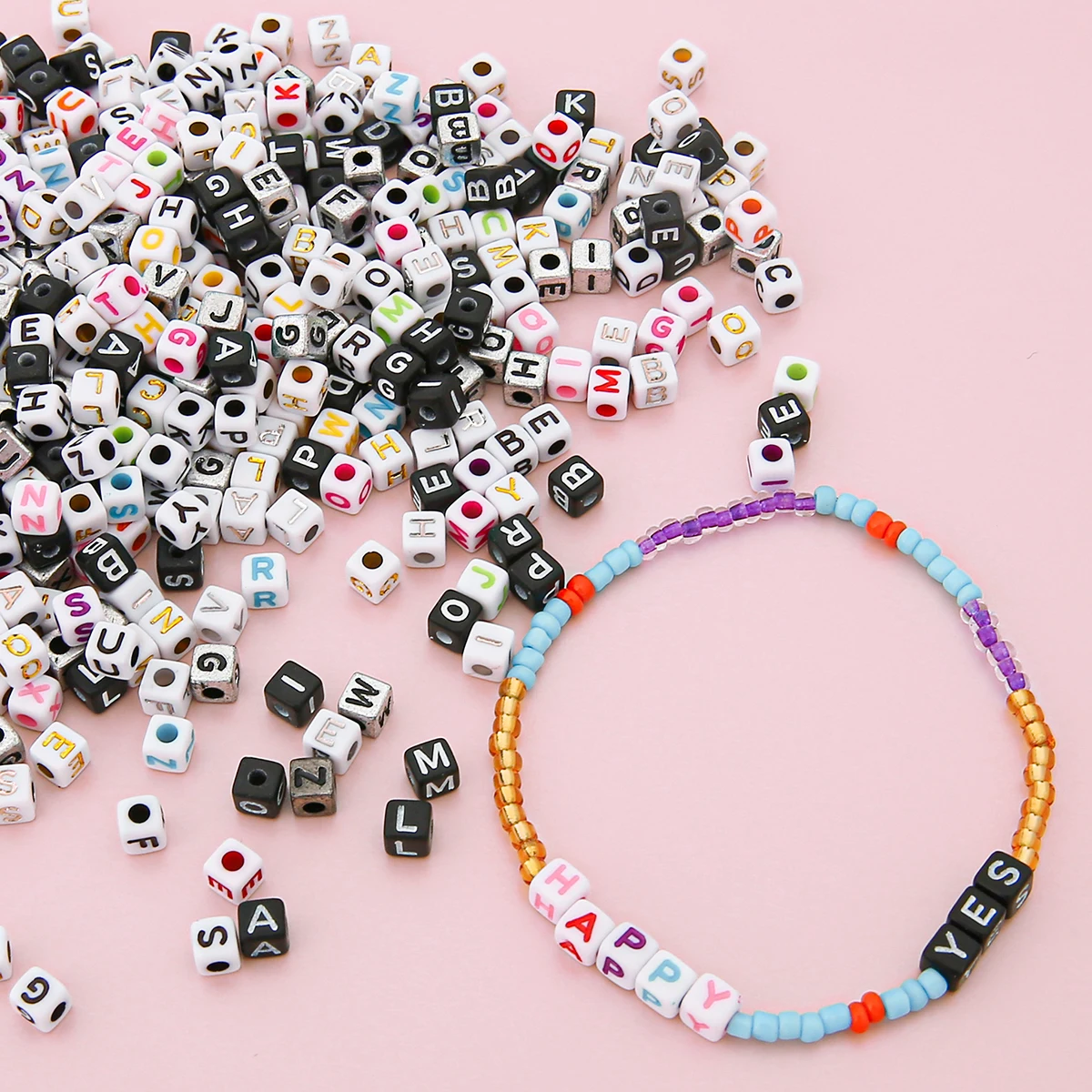 Factory Price Colorful Loose Acrylic English Cube Letter Beads Square Alphabet Beaded For Diy Bracelet bag Other Jewelry Making