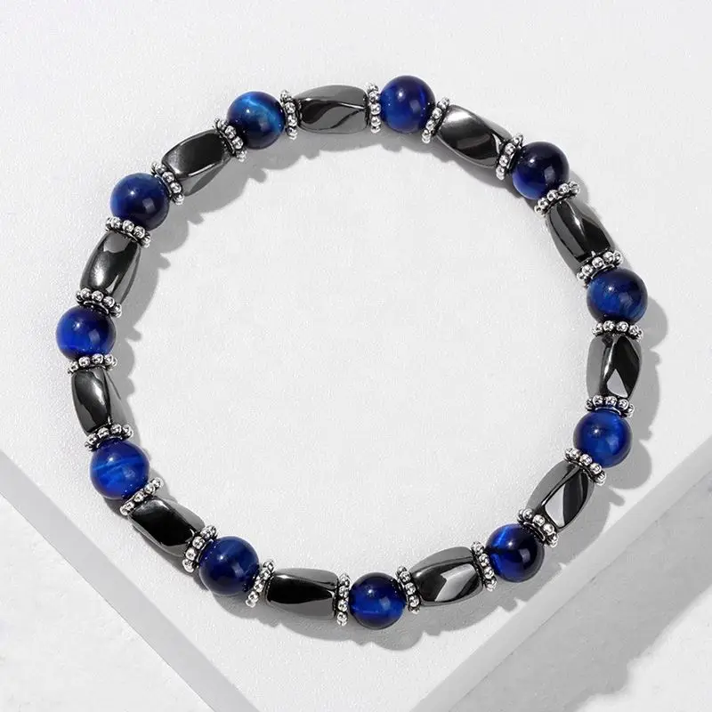 Wholesale Energy Magnet Hematite Twist Beads Stretch Splice Natural Multicolor Tiger Eye Stone Bracelet for Men