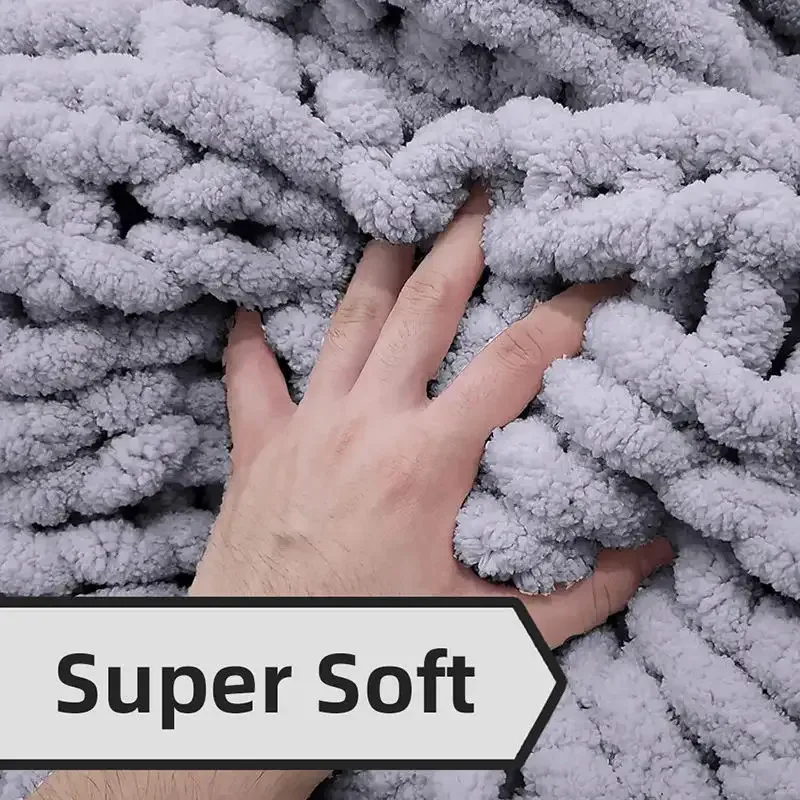 Custom Nature Big Knot Wool Throw Chenille Weighted Handmade Thick Yarn Chunky Knit Blanket
