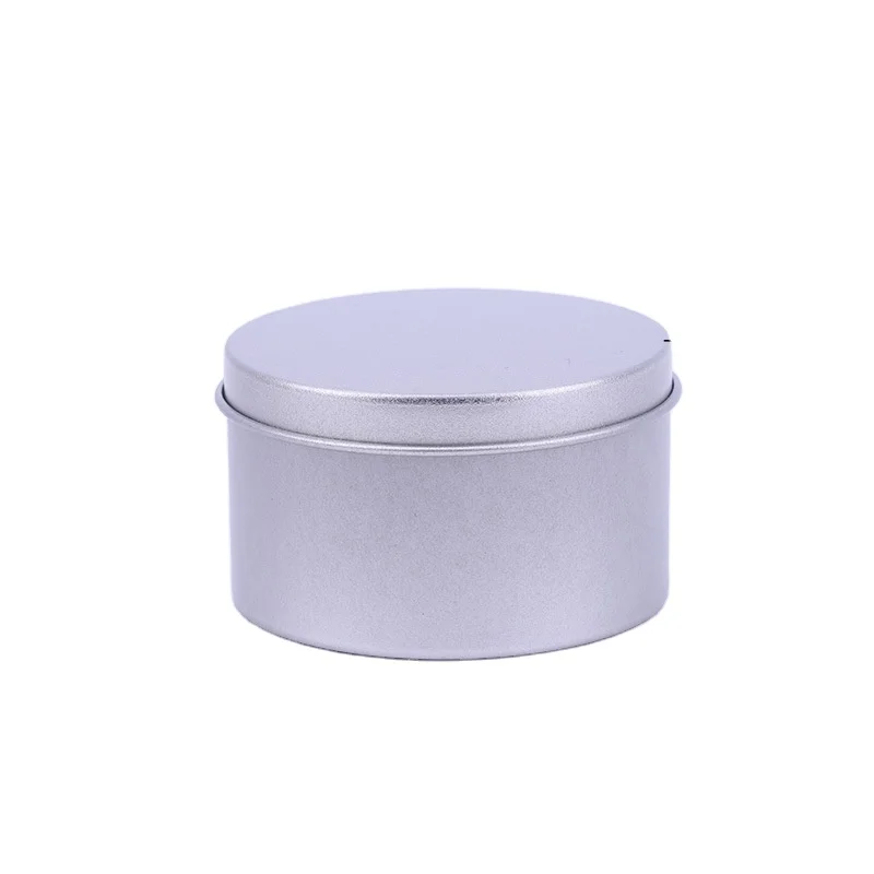 Silver Round Metallic Box Can Wide Tins For Candles Cosmetic Container Aluminium Candle Jar
