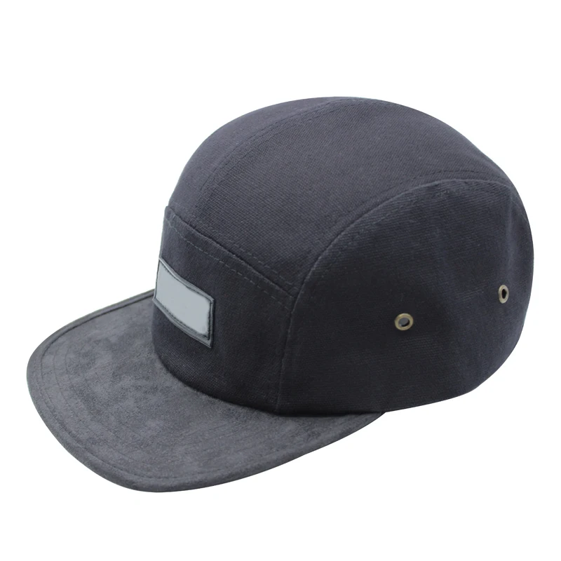 custom leather patch logo 5 panel snapback camper hats caps leather strap metal buckle back camper hat cap wholesale