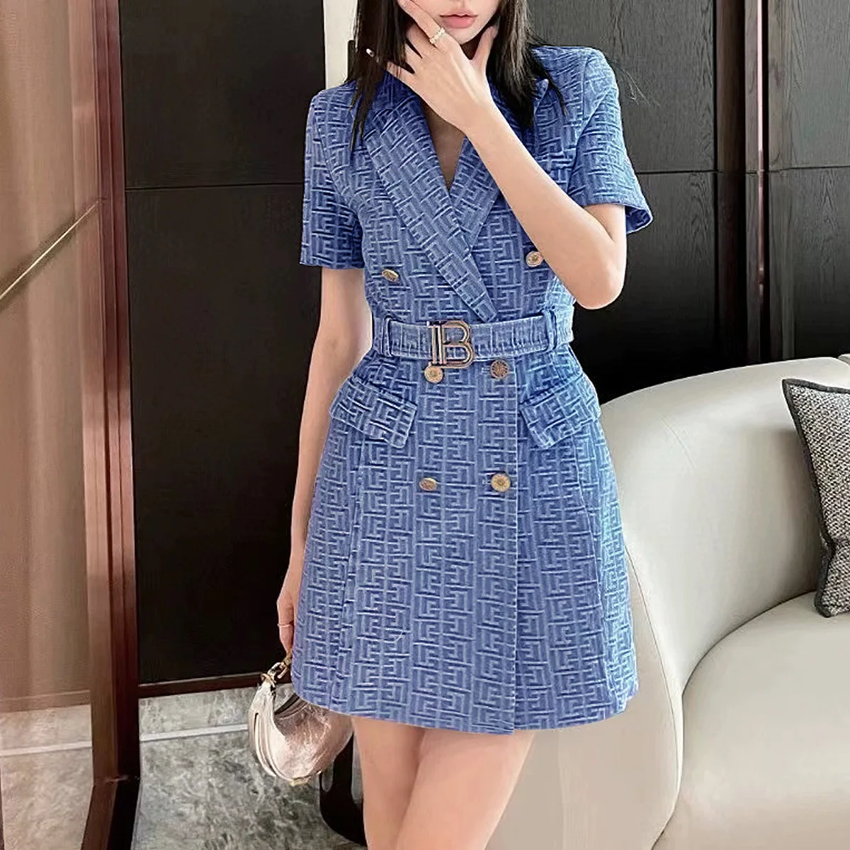 New dropshipping hot fashion and elegant office formal business jean dress for ladies