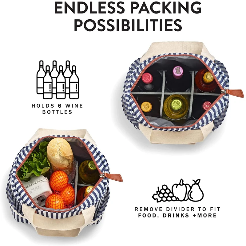 Cooler Bag for Food & Drinks Insulated Soft Beach Bag  Picnic Cooler Shopping Tote Bag & More