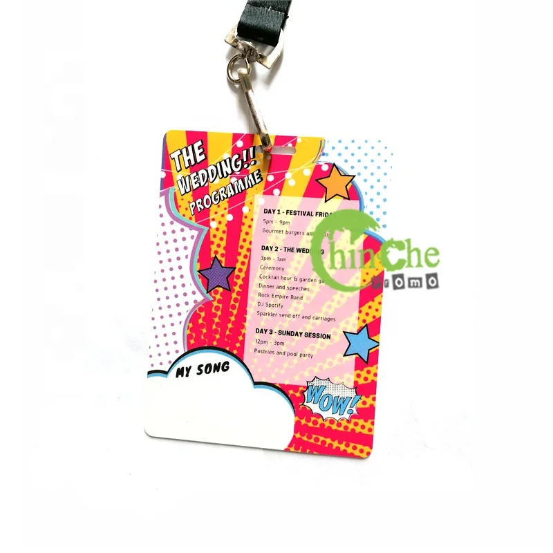 NO Minimum Plastic VIP Credential Pass Badge for Wedding All Access Control with lanyard keychain