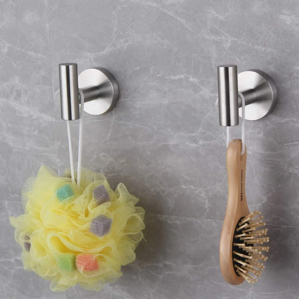 YULN Household self-adhesive hooks wall mounted Stainless Steel robe hook for Bathroom