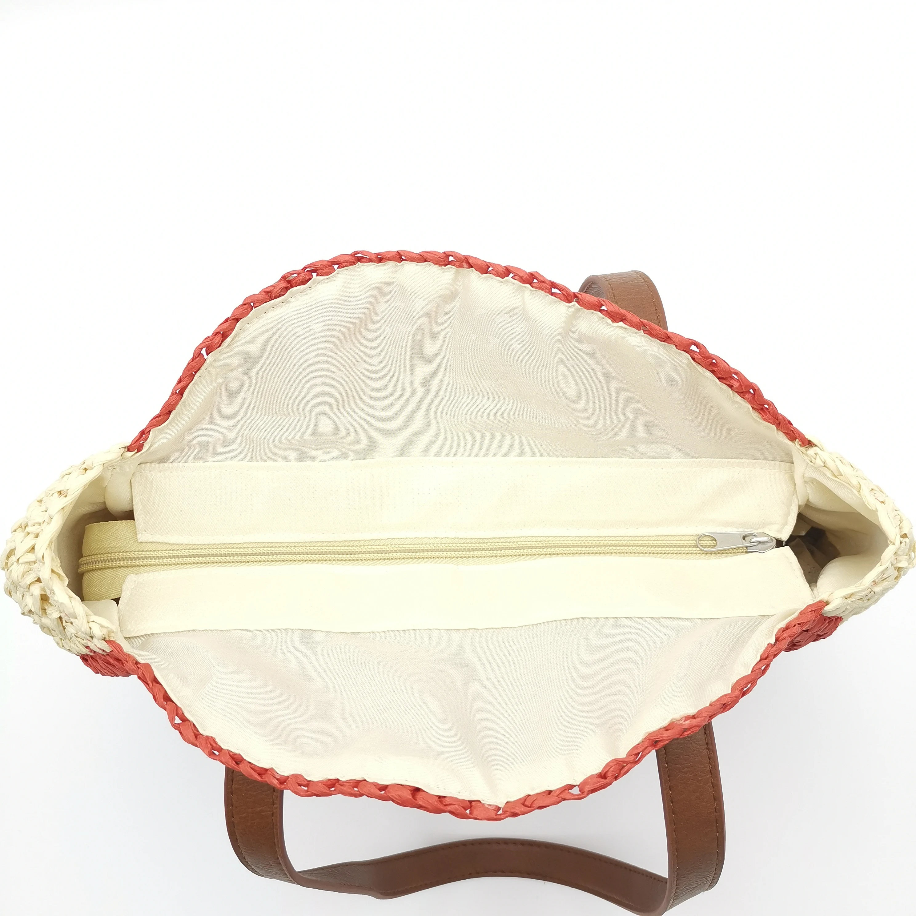 Green Women Handwoven Round Straw Bags Large Summer Beach Tote Shoulder Crochet Bag