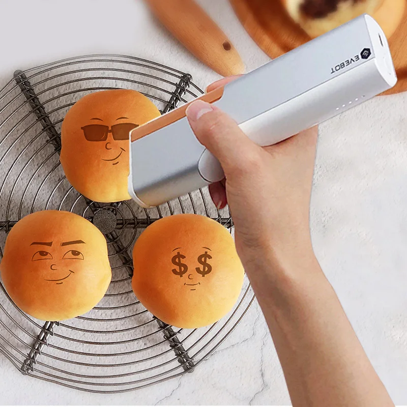 EVEBOT printpen Handheld Food Printer Portable Mini Coffee Latte Art Inkjet for DIY Patterns Design BT Wireless for Restaurants