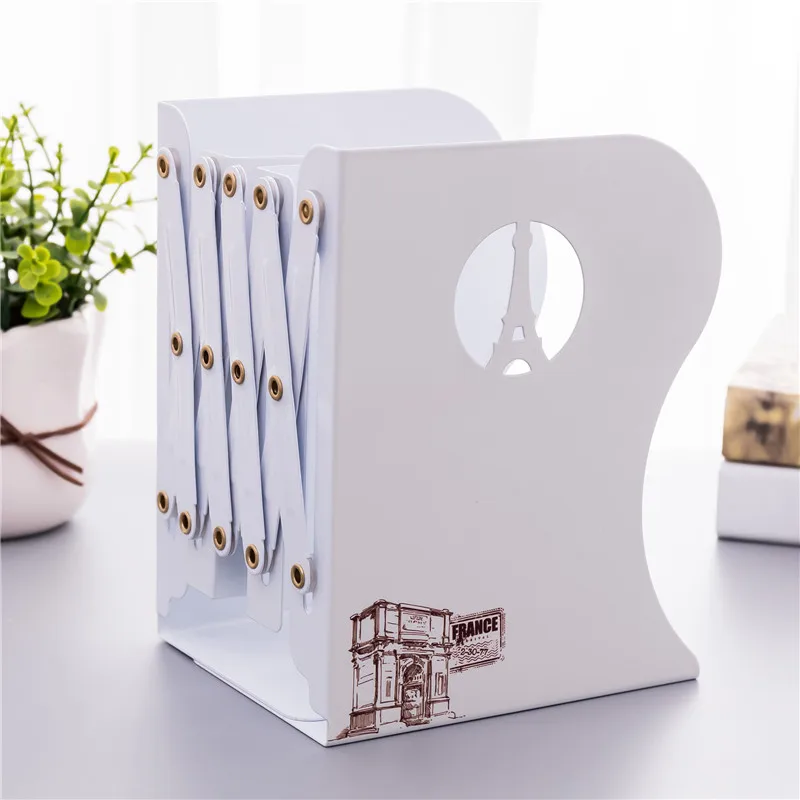 Wholesale Famous Architecture Bookshelf Metal Folding Metal Hollow Student Office White Book Stand Bookends