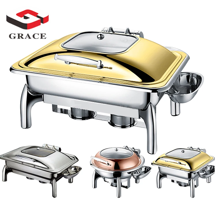 2021 Hotel Catering Stainless steal food warmer Hydraulic Luxury buffet stove chafing dish for restaurant