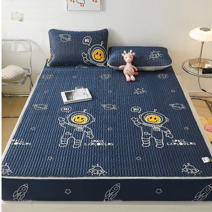 China Supplier Latex Fill Cool Cartoon Dinosaur Astronaut Mattress Cover Bedding Fitted Sheet Set