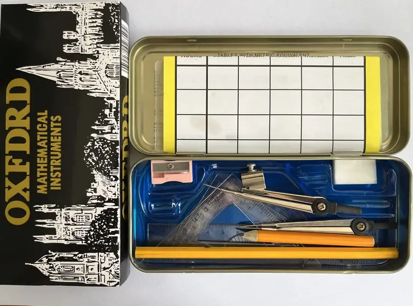 CHXN  Stationery Box Mathematics Set Tin Metal Plastic Compass Ruler Iron Box for Examination