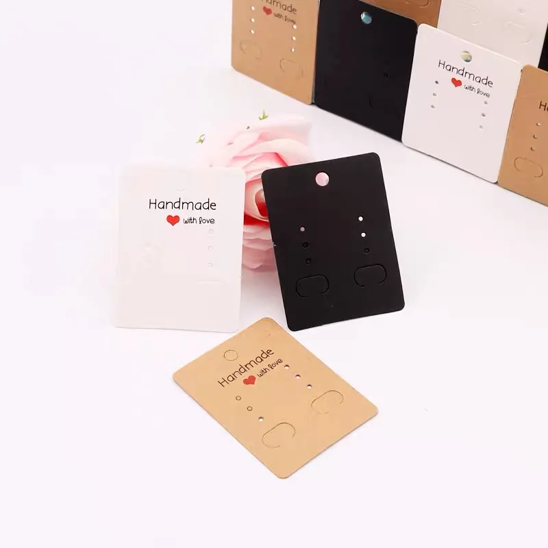 New design recycled Private Printing Paper kraft Small Size ring jewelry security label tags cards packaging price tag with logo