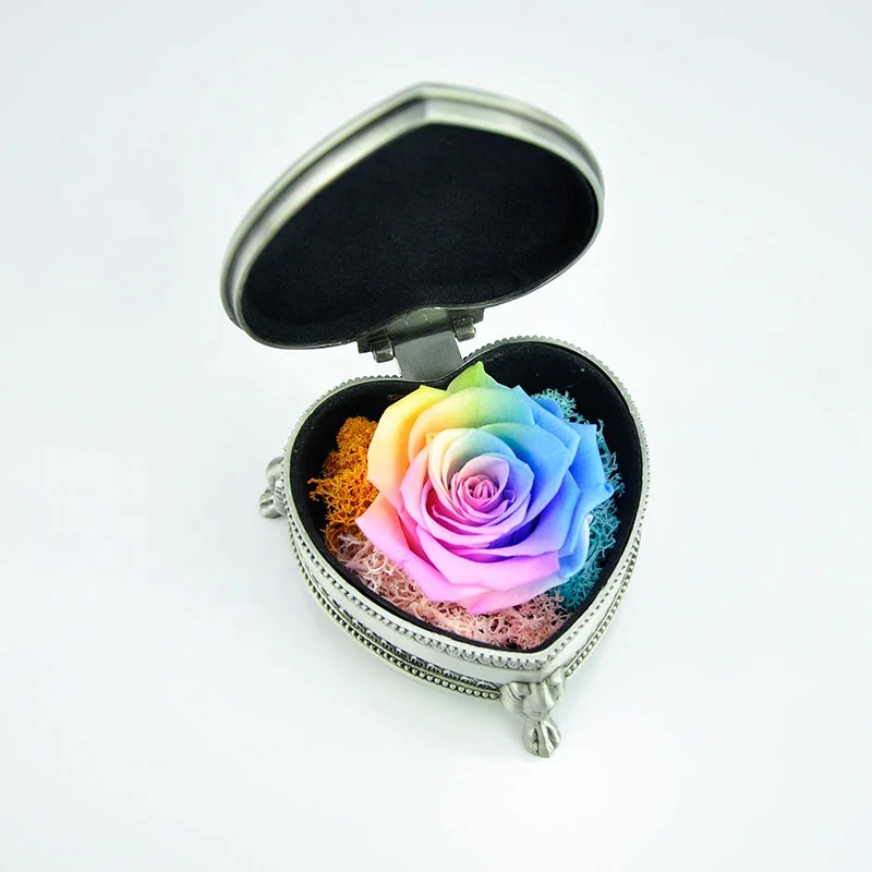 
Лучшая цена консервированный цветок в форме сердца жестяная коробка натуральные розы связанные подарки оптом 