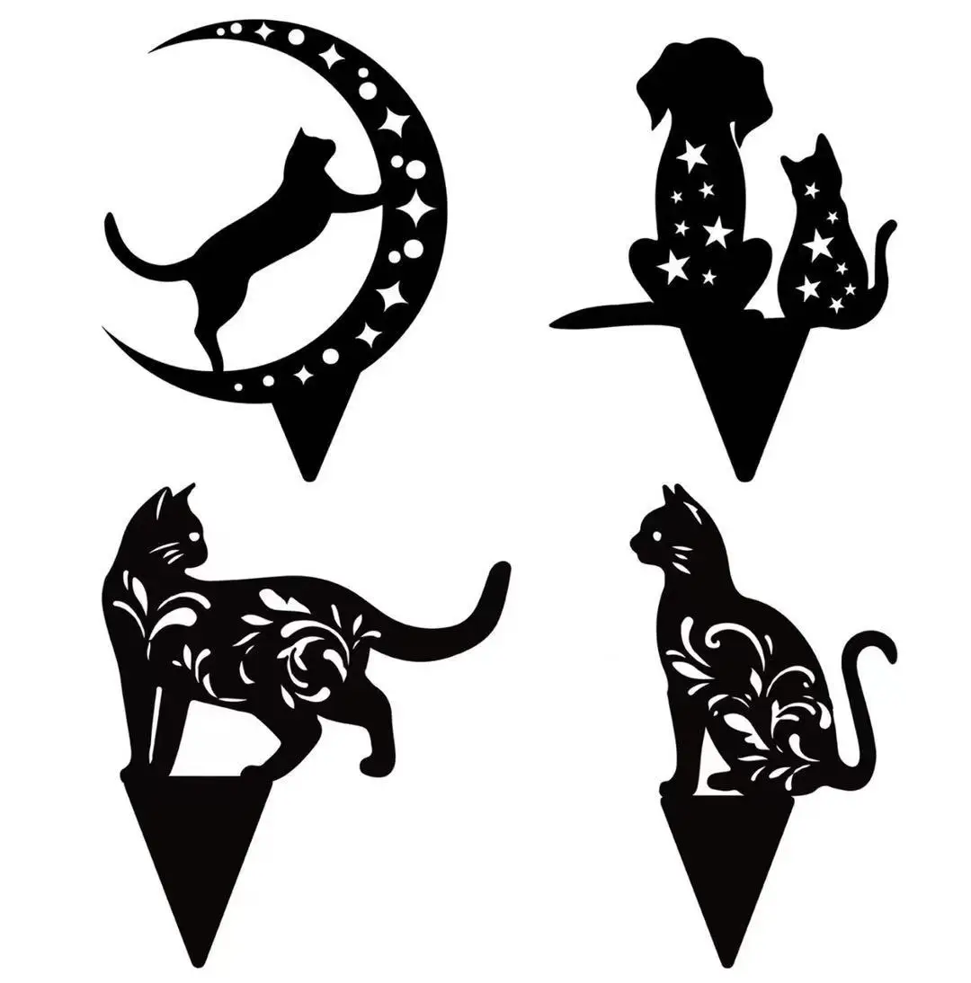 
 Cat Garden Stakes Cat Silhouette Stake Decorative for Yards, Garden Decor - Animal Lawn Decorations Outdoor Decor, Cat Toys Gift  